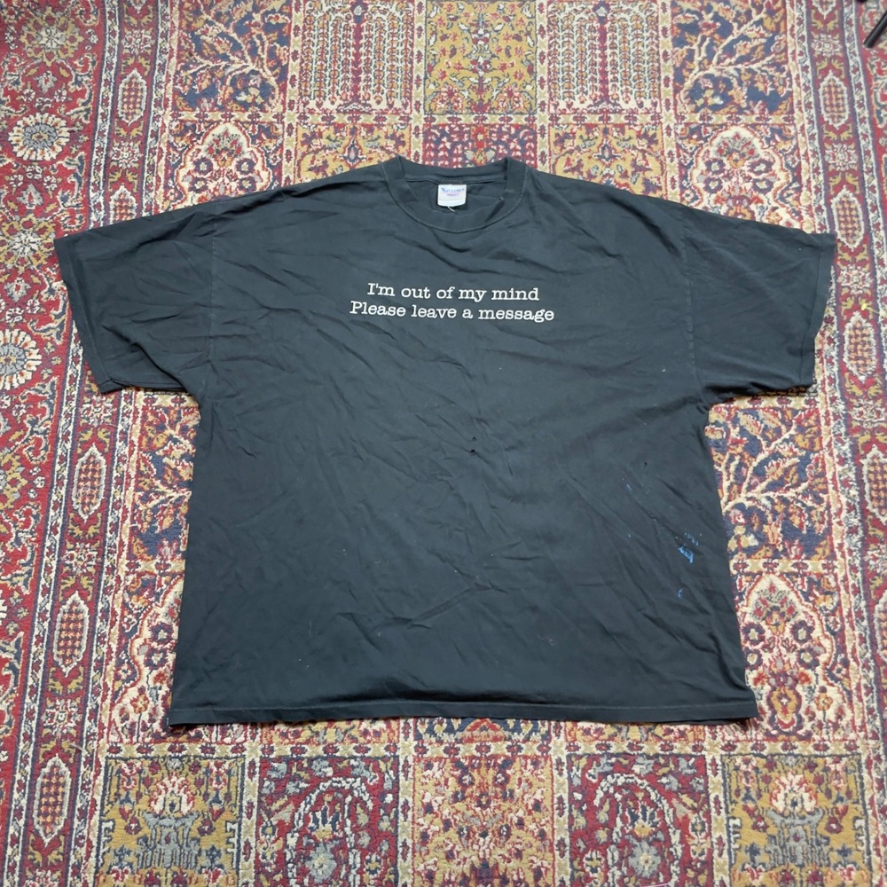 VTG‎ 90s00s Optima 3XL Black Graphic T-Shirt Out of My Mind Leave a Message Hole